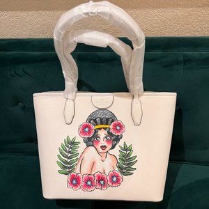 NWT Kate Spade Hand Painted Cream Shoulder Tote Bag